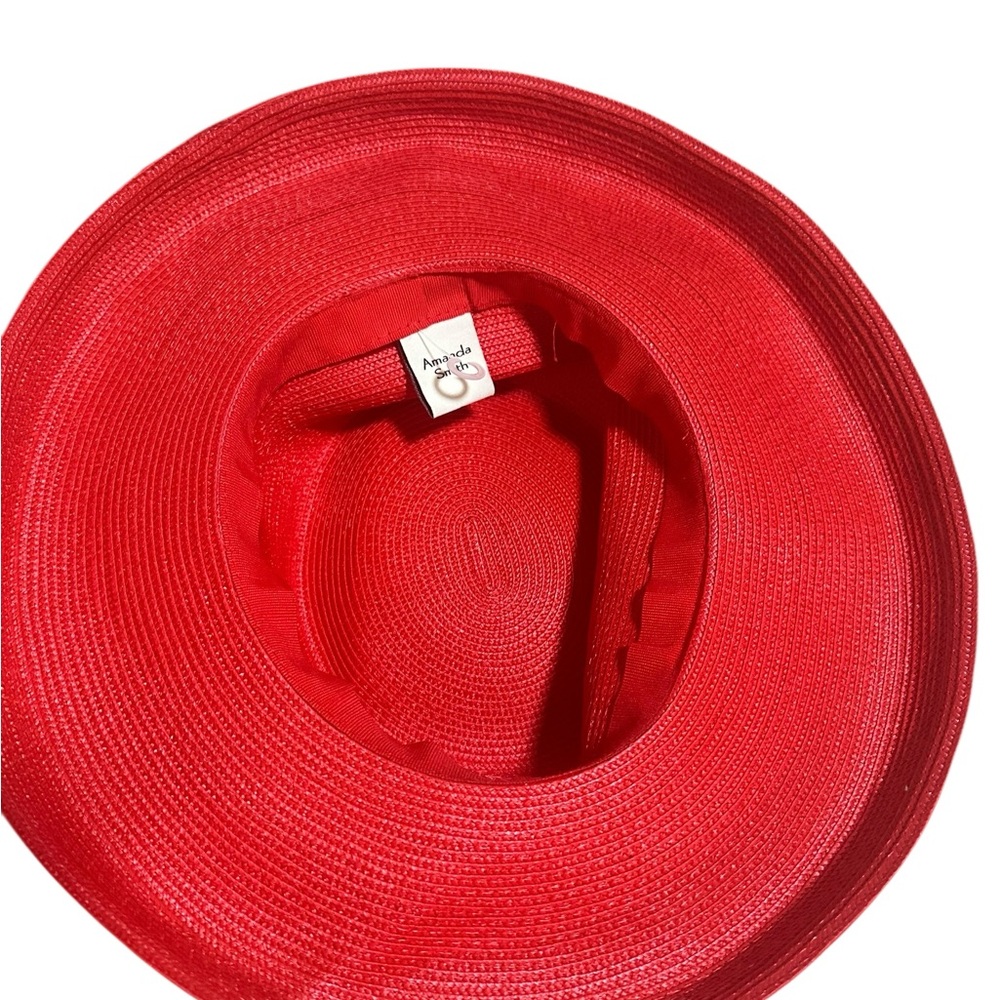 Amanda Smith Big Bow Vibrant Red Woven Hat - Picture 2 of 6